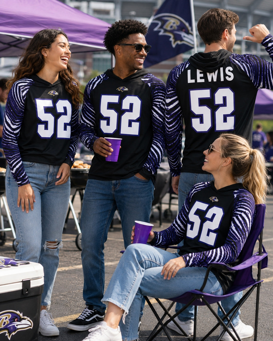 Zubaz NFL Legends Ray Lewis Baltimore Ravens Men's Legends Zebra Lightweight Hooded Tee