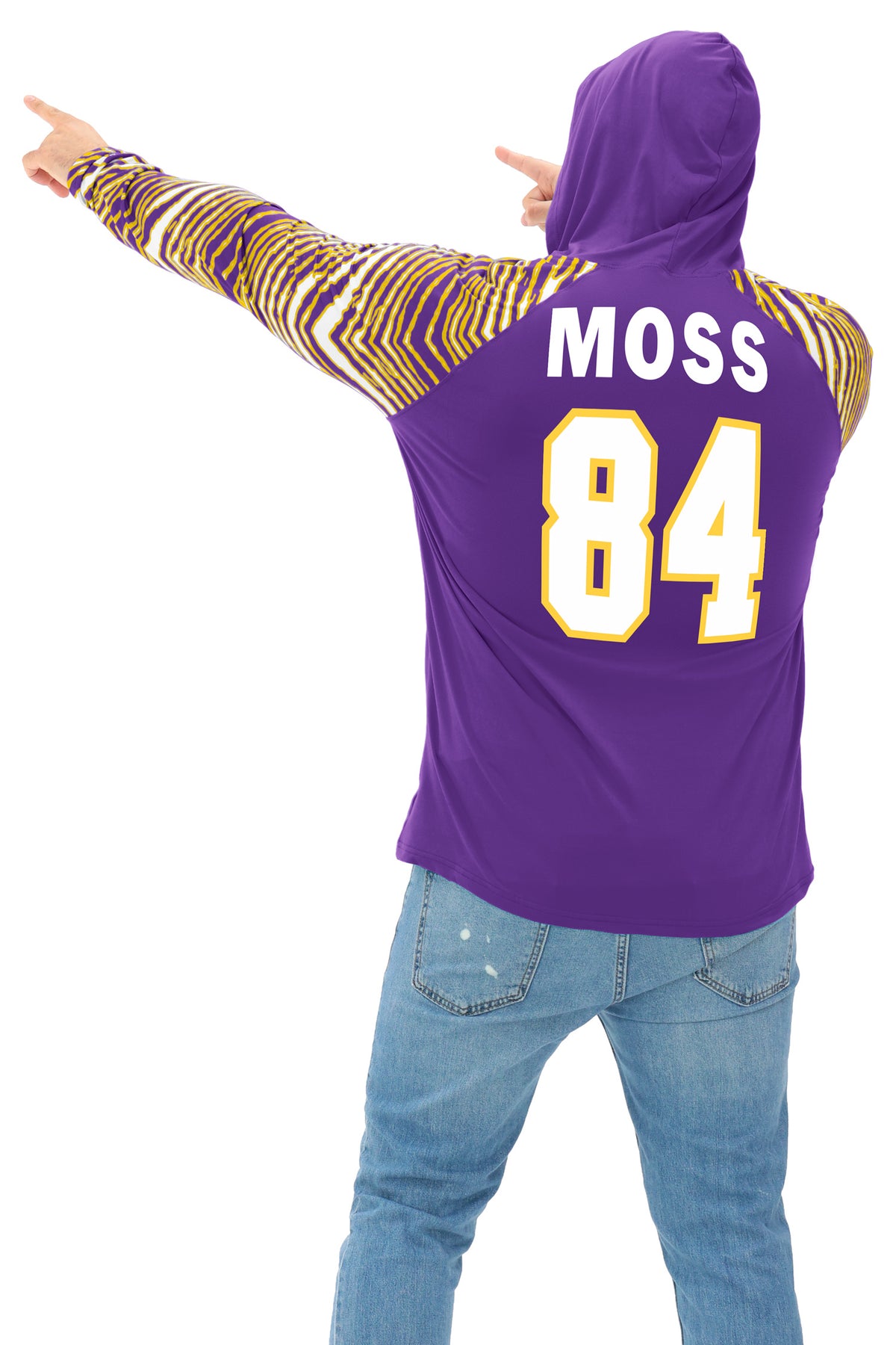 Zubaz NFL Legends Randy Moss Minnesota Vikings Men's Legends Zebra Lightweight Hooded Tee