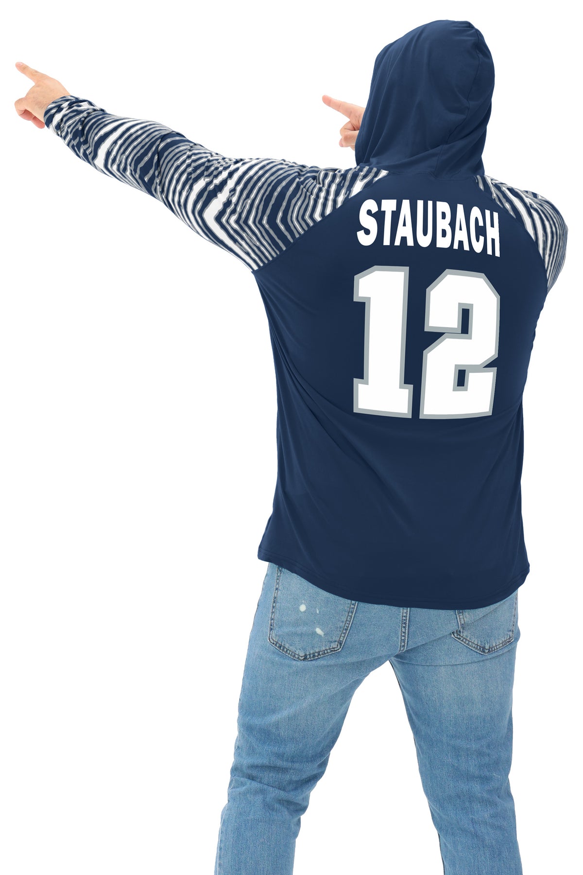 Zubaz NFL Legends Roger Staubach Dallas Cowboys Men's Legends Zebra Lightweight Hooded Tee