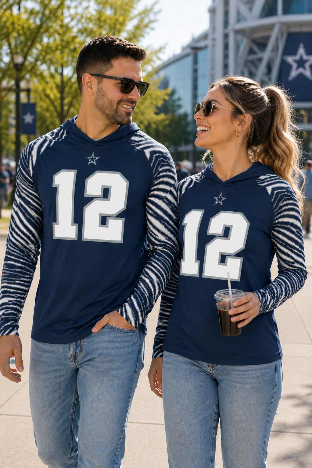 Zubaz NFL Legends Roger Staubach Dallas Cowboys Men's Legends Zebra Lightweight Hooded Tee