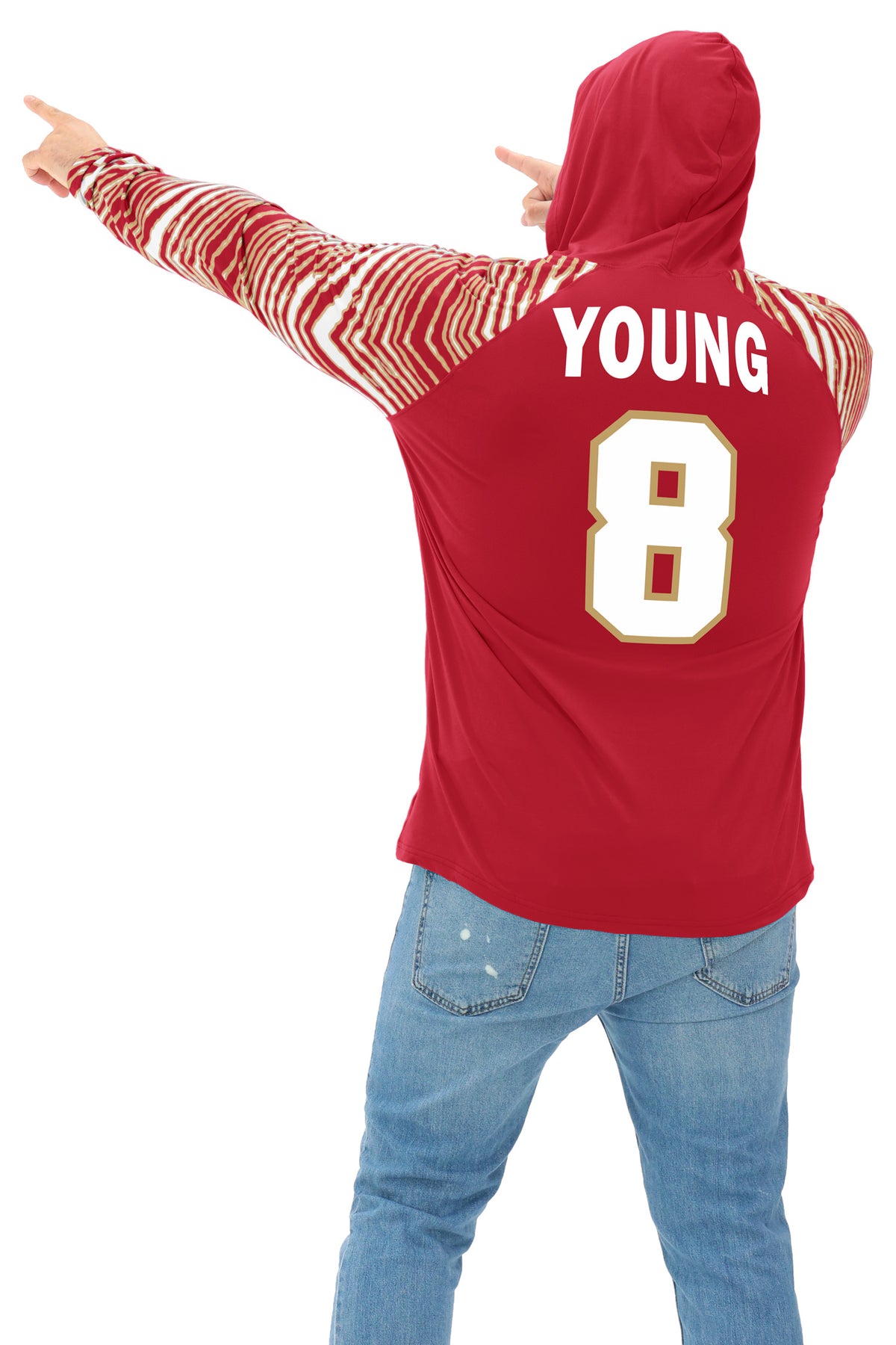 Zubaz NFL Legends Steve Young San Francisco 49ers Men's Legends Zebra Lightweight Hooded Tee