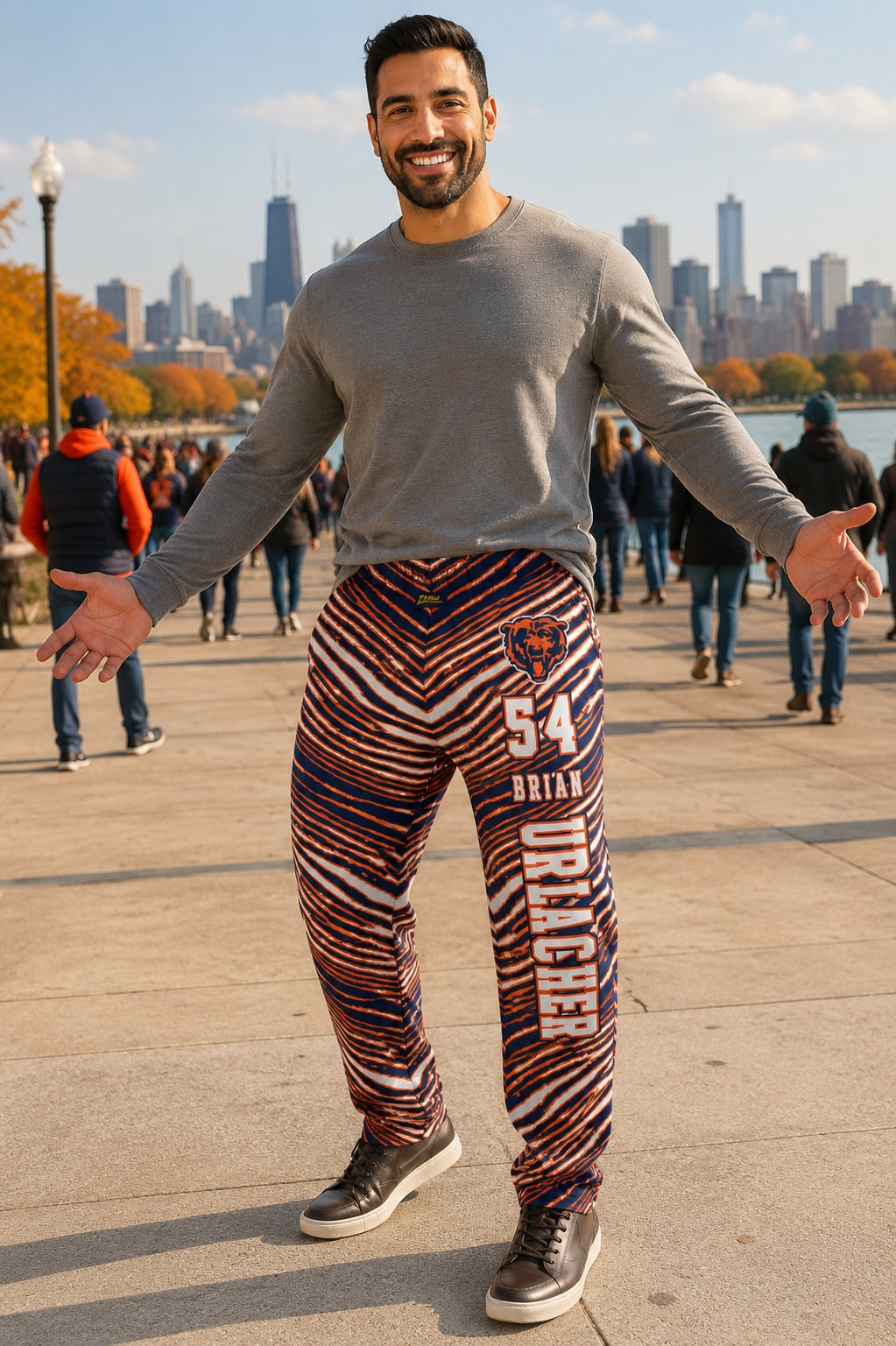 Zubaz NFL Legends Brian Urlacher Chicago Bears Unisex Z88 Legends Zebra Pants