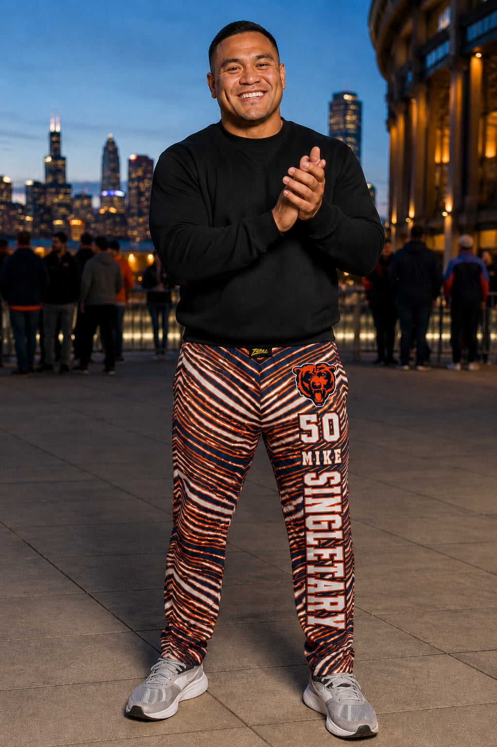 Zubaz NFL Legends Mike Singletary Chicago Bears Unisex Z88 Legends Zebra Pants