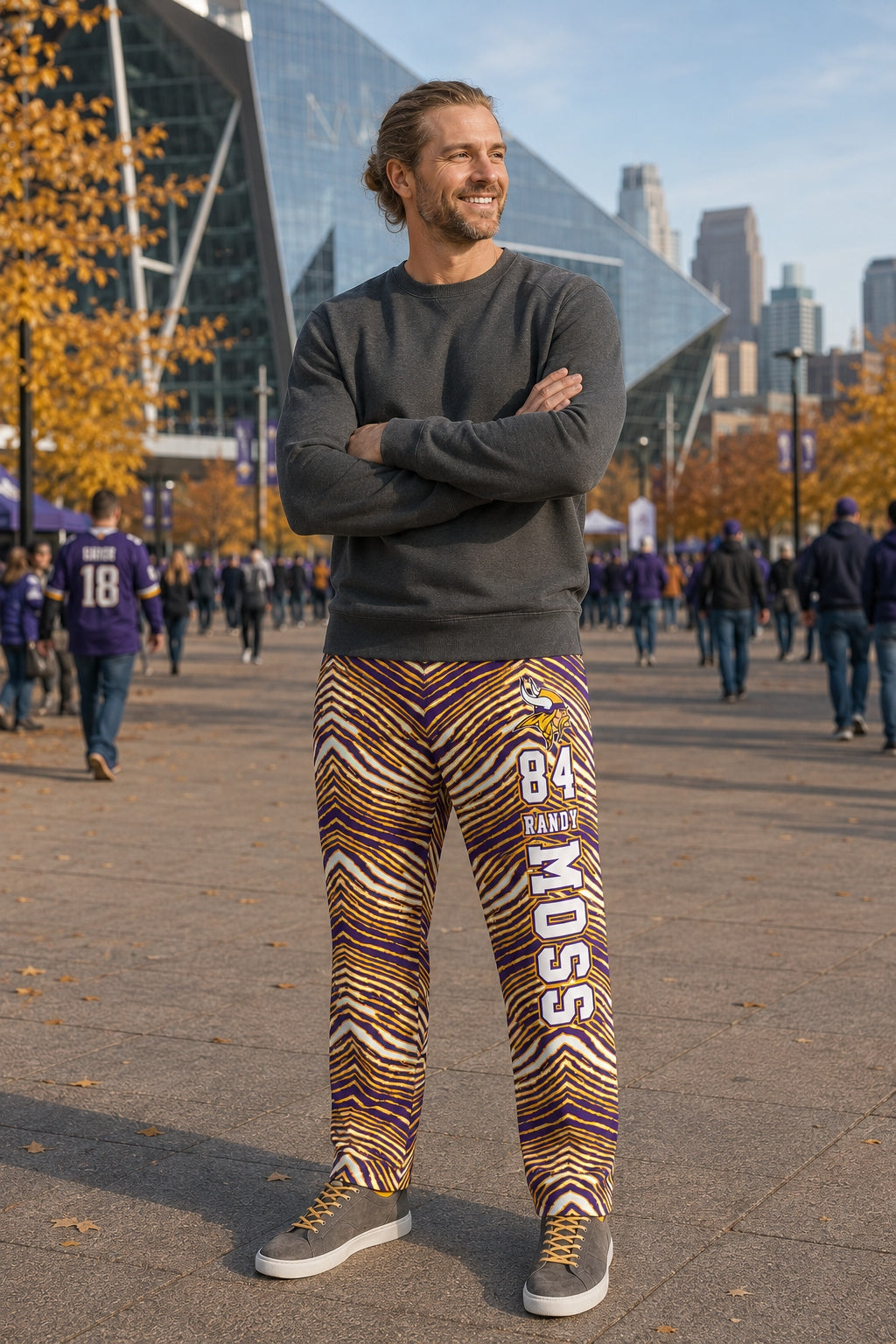 Zubaz NFL Legends Randy Moss Minnesota Vikings Unisex Z88 Legends Zebra Pants