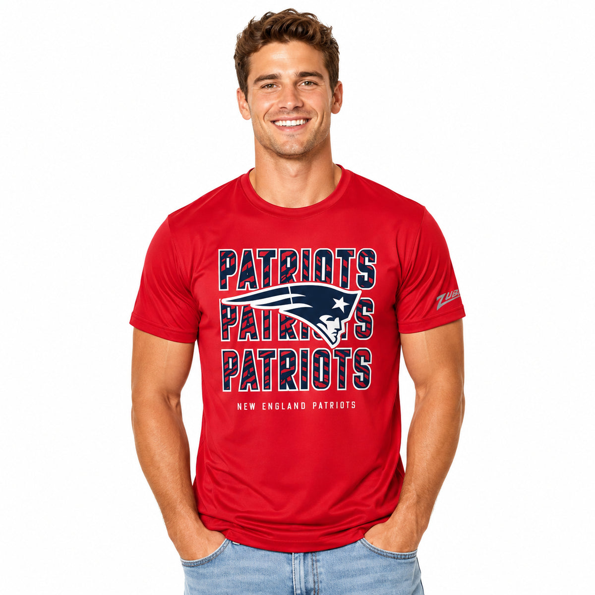 Zubaz NFL Men's Repeat Play Alternate Team Color Short Sleeve T-Shirt, New England Patriots