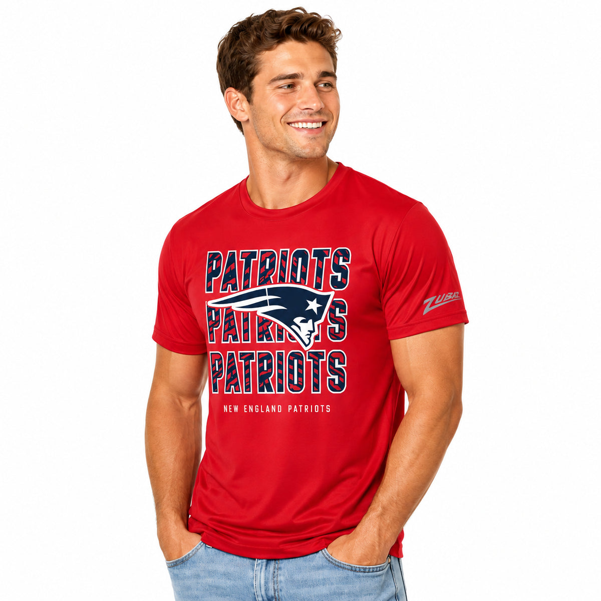 Zubaz NFL Men's Repeat Play Alternate Team Color Short Sleeve T-Shirt, New England Patriots