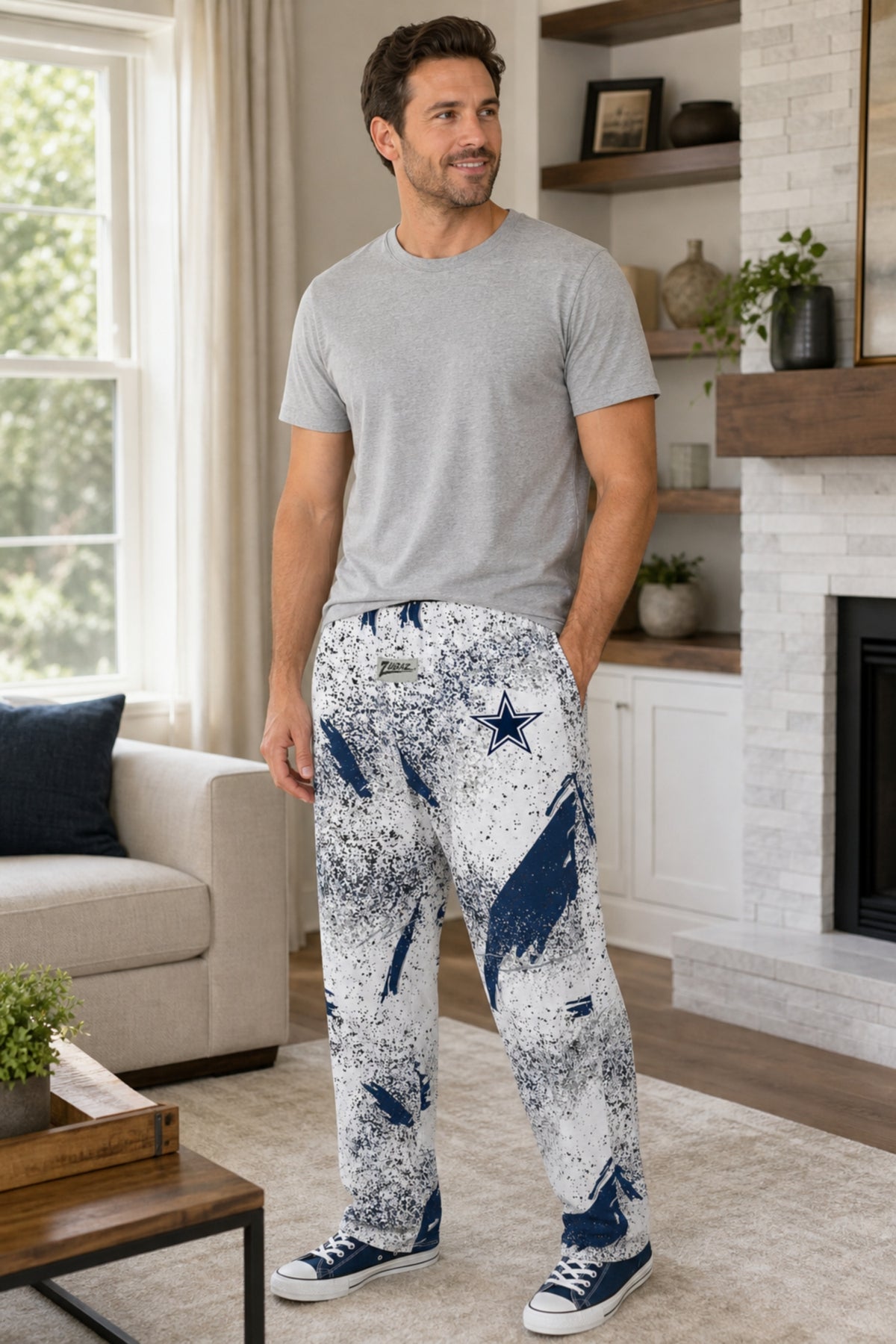 Zubaz NFL Dallas Cowboys Adult Unisex Z88 Screen Print Confetti 3 Color Pants — Lifestyle
