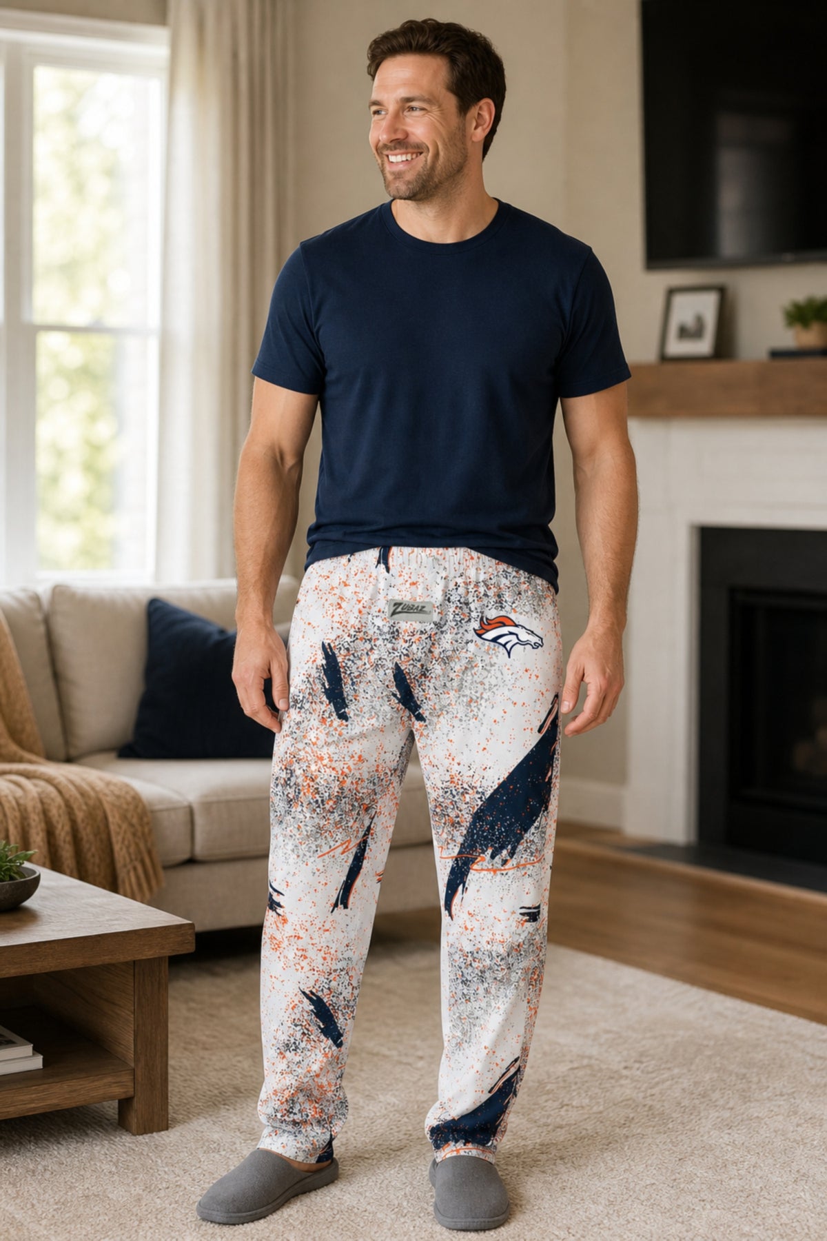 Zubaz NFL Denver Broncos Adult Unisex 3 Color Confetti Z88 Screen Print Pants