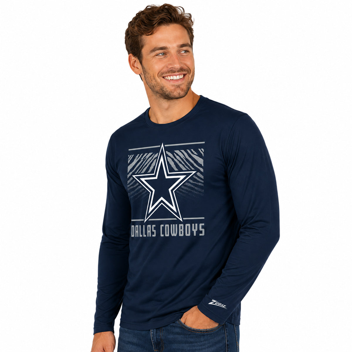 Zubaz NFL Dallas Cowboys Men's Team Color Tunnel Long-Sleeve T-Shirt