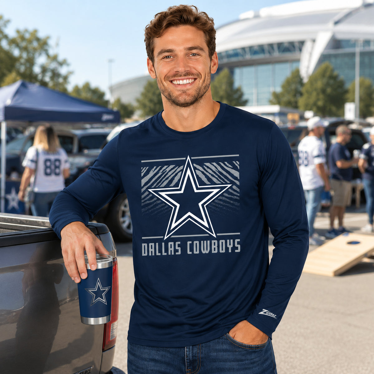 Zubaz NFL Dallas Cowboys Men's Team Color Tunnel Long-Sleeve T-Shirt