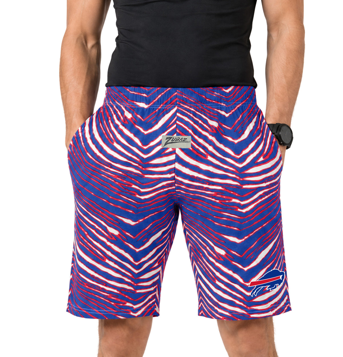 Zubaz NFL Z88 Short 3 Color Zebra, Buffalo Bills