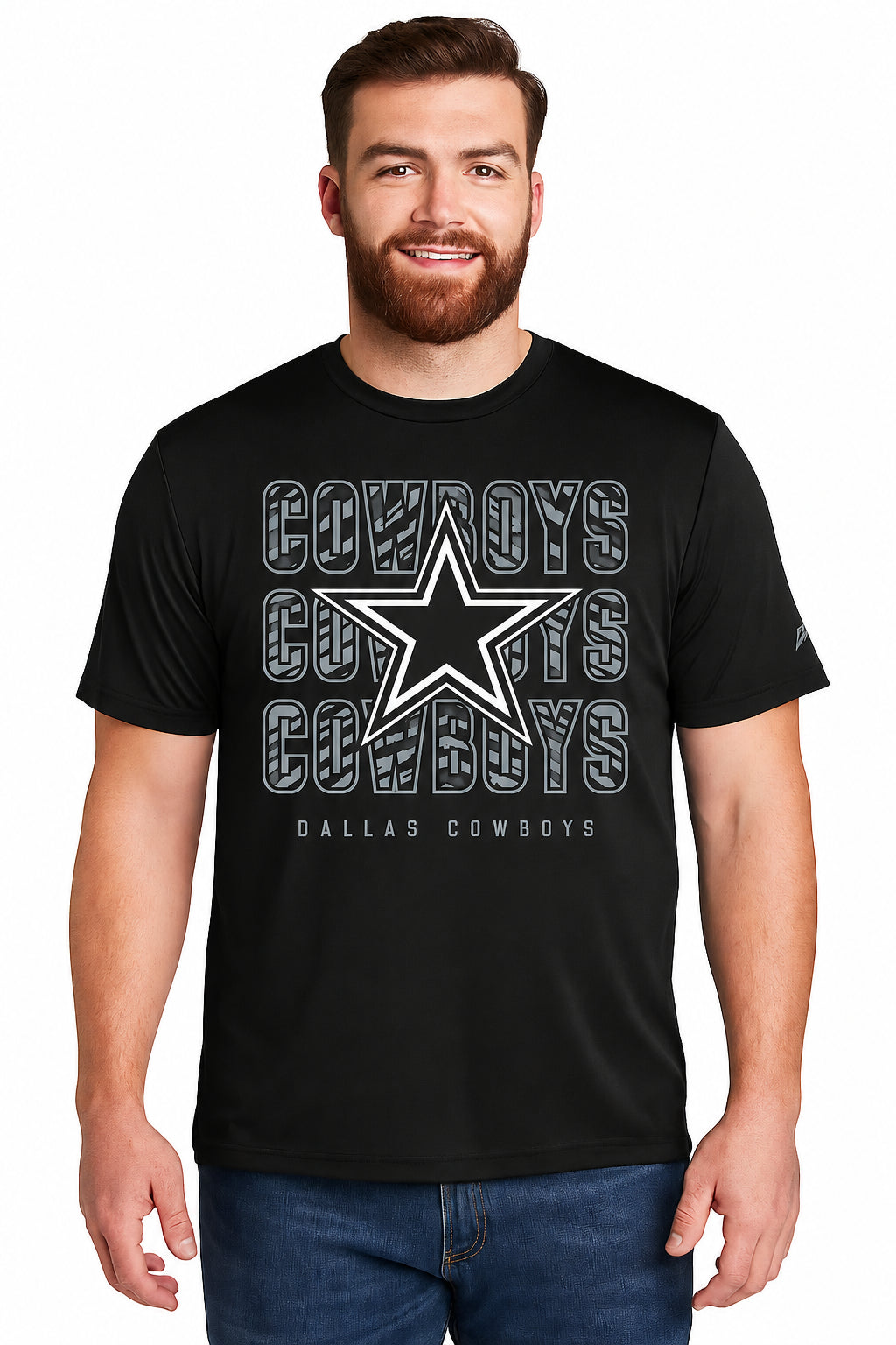 Zubaz NFL Men's Repeat Play Black Short Sleeve T-Shirt, Dallas Cowboys
