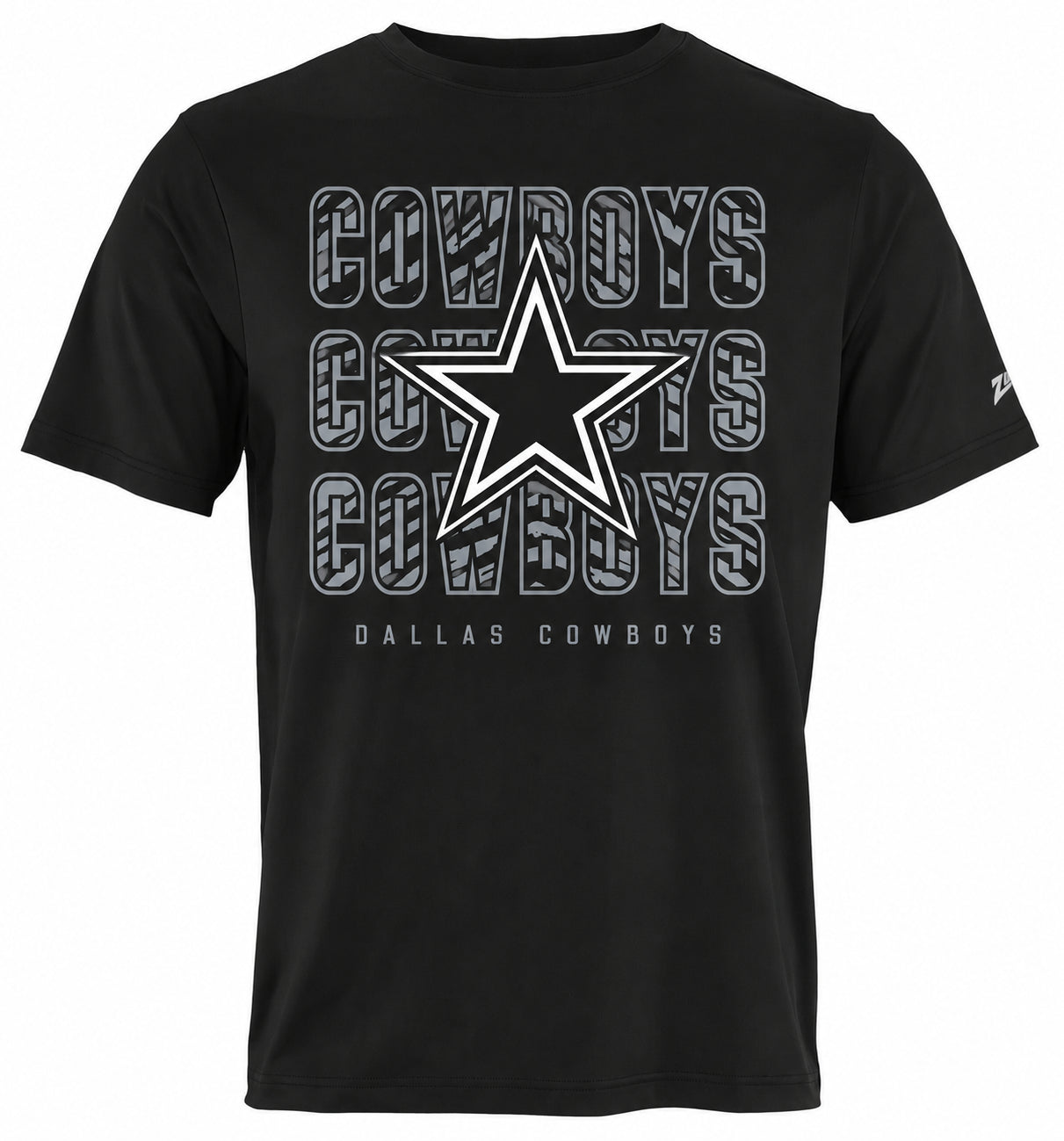 Zubaz NFL Men's Repeat Play Black Short Sleeve T-Shirt, Dallas Cowboys