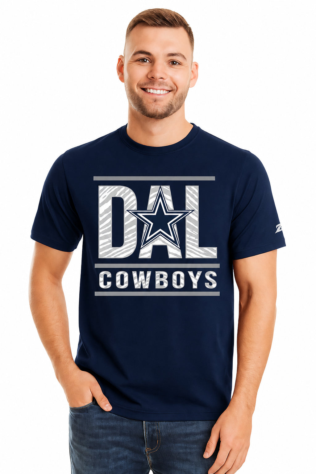 Zubaz NFL Men's Goal Line Team Color Short Sleeve T-Shirt, Dallas Cowboys