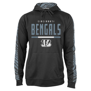 Zubaz NFL Men's Black and Grey Tonal Zebra Hoodie and Sleeve Cincinnati Bengals