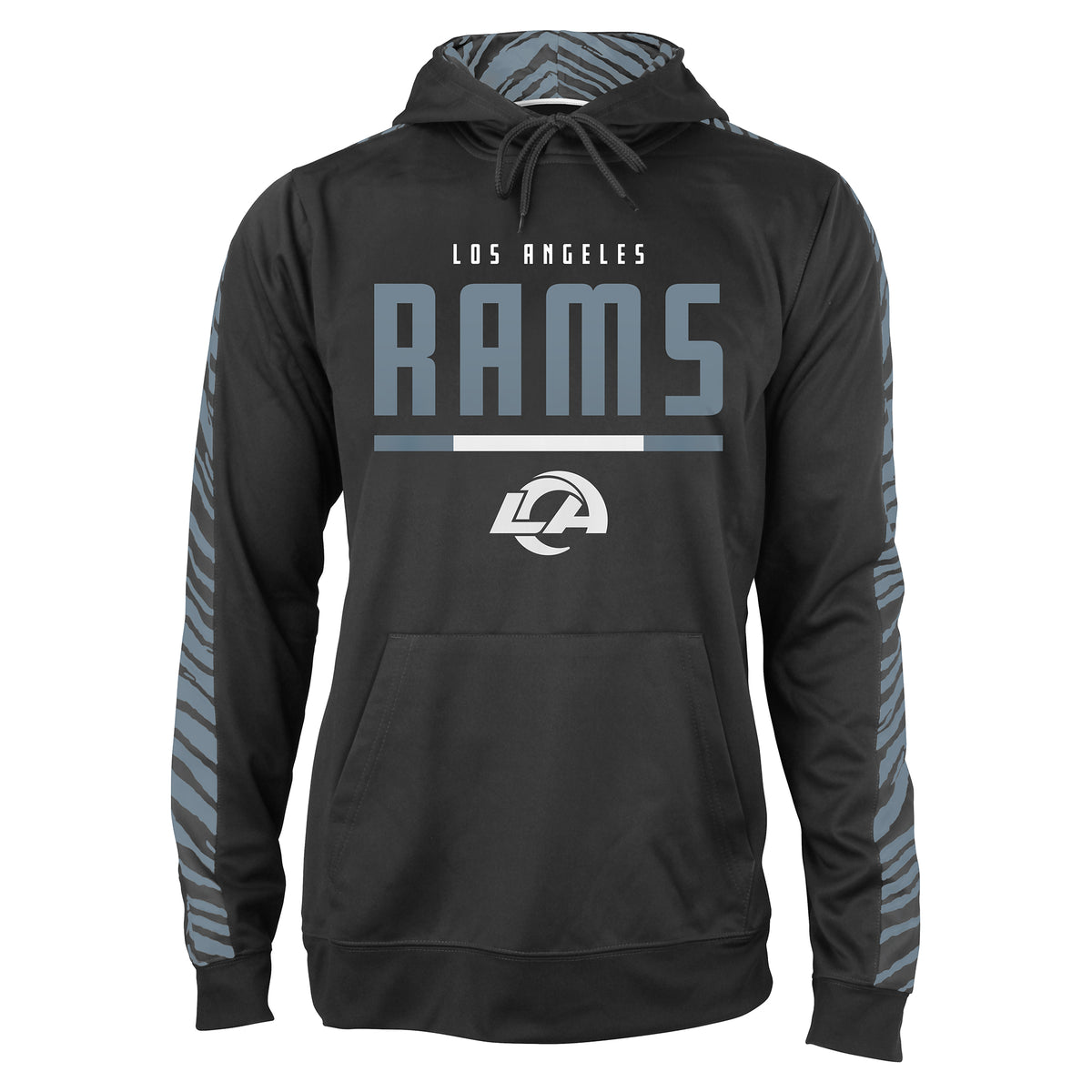 Zubaz NFL Men's Black and Grey Tonal Zebra Hoodie and Sleeve Los Angeles Rams