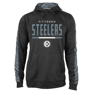 Zubaz NFL Men's Black and Grey Tonal Zebra Hoodie and Sleeve Pittsburgh Steelers