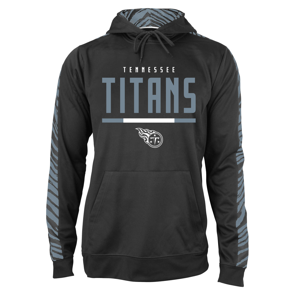 Zubaz NFL Men's Black and Grey Tonal Zebra Hoodie and Sleeve Tennessee Titans