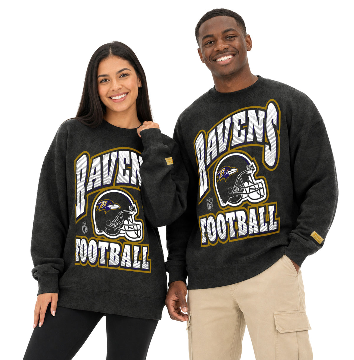 Zubaz NFL Baltimore Ravens Adult Unisex 90s Vintage All Pro Crewneck Sweatshirt