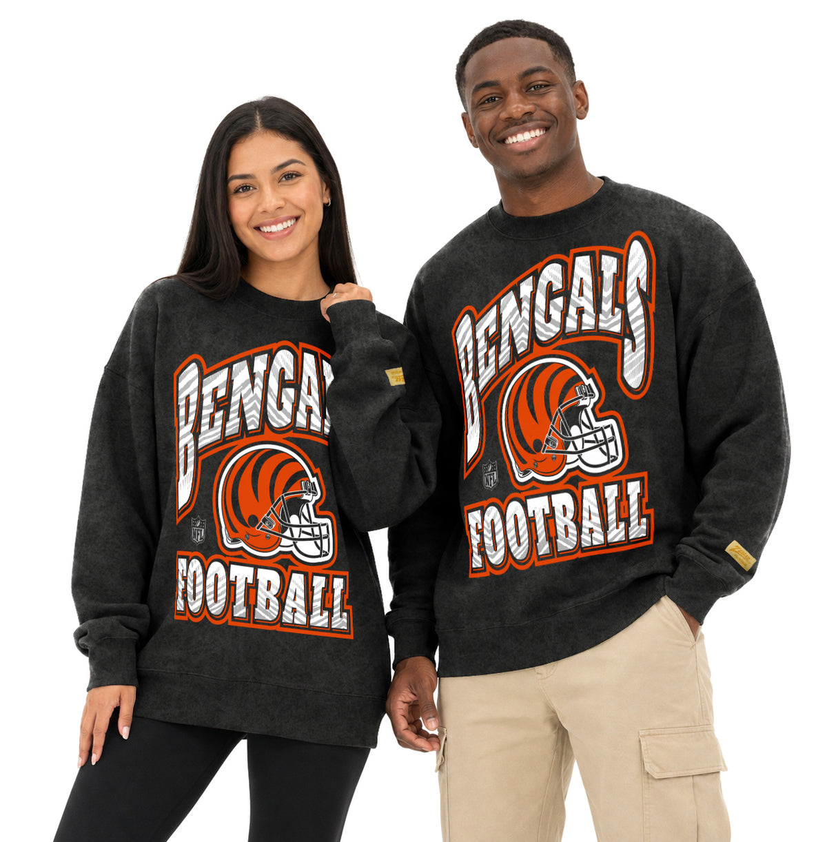 Zubaz NFL Cincinnati Bengals Adult Unisex 90s Vintage All Pro Crewneck Sweatshirt