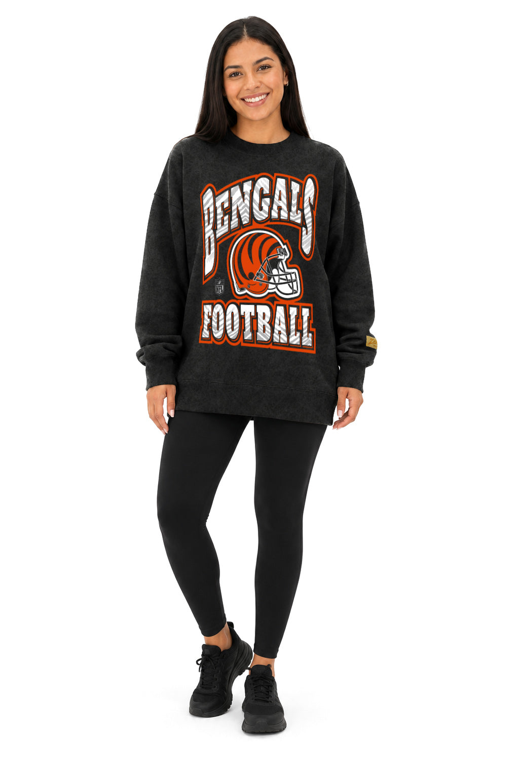 Zubaz NFL Cincinnati Bengals Adult Unisex 90s Vintage All Pro Crewneck Sweatshirt