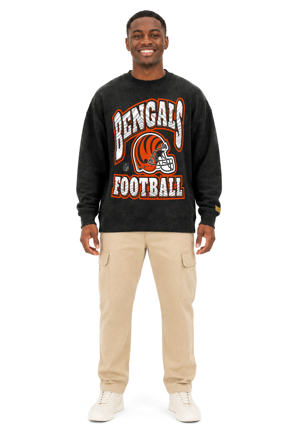 Zubaz NFL Cincinnati Bengals Adult Unisex 90s Vintage All Pro Crewneck Sweatshirt