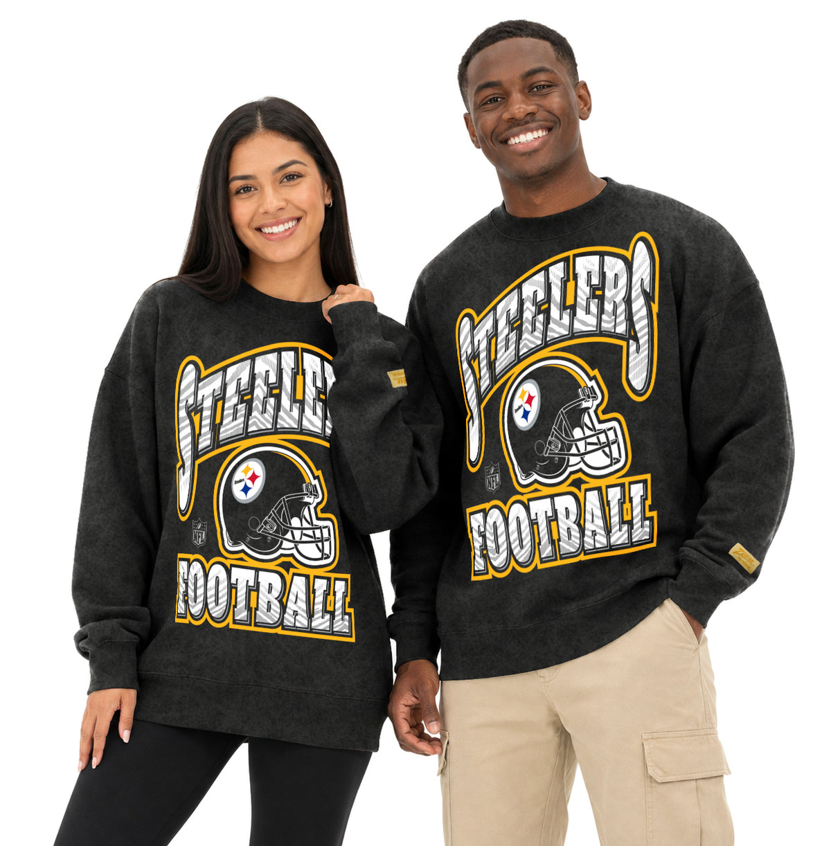 Zubaz NFL Pittsburgh Steelers Adult Unisex 90s Vintage All Pro Crewneck Sweatshirt