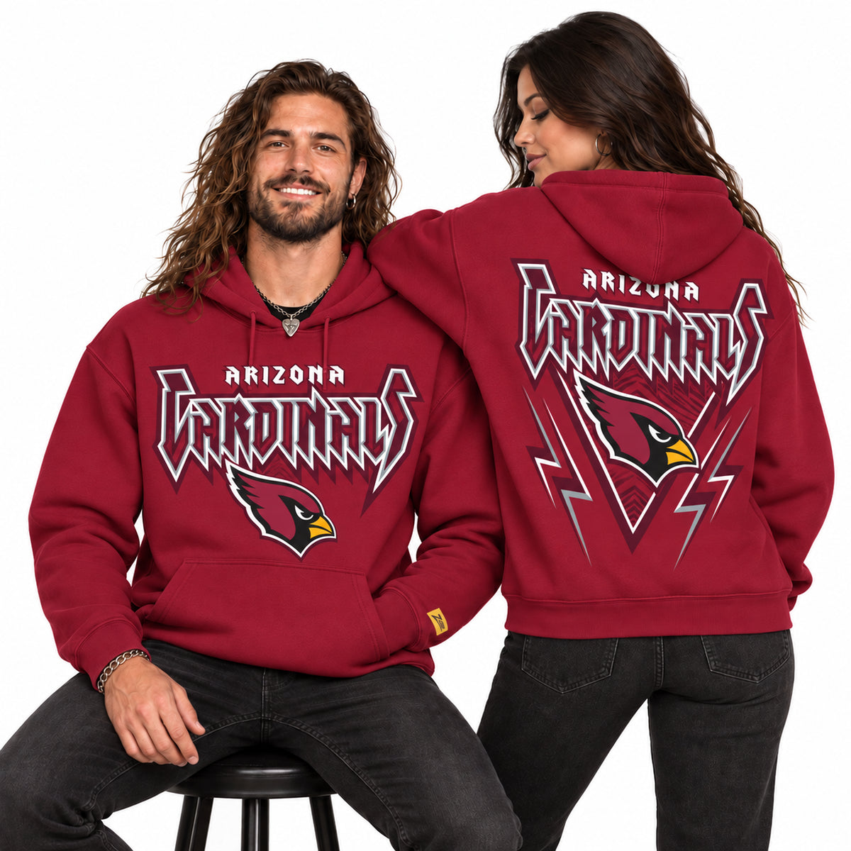 Zubaz NFL Men's & Women's 90s Heavy Metal Hoodie, Arizona Cardinals