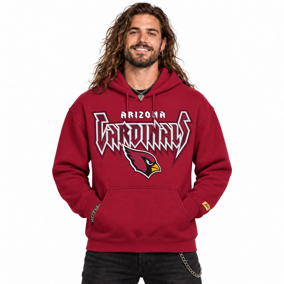 Zubaz NFL Men's & Women's 90s Heavy Metal Hoodie, Arizona Cardinals