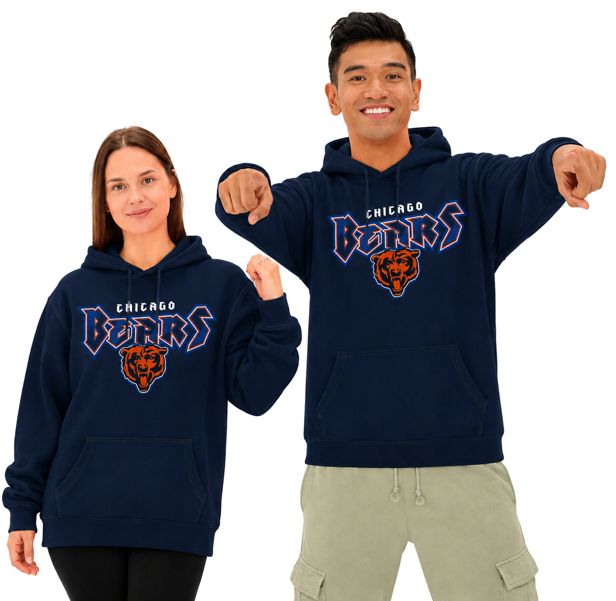 Zubaz NFL Chicago Bears Unisex 90s Vintage Heavy Metal Hoodie