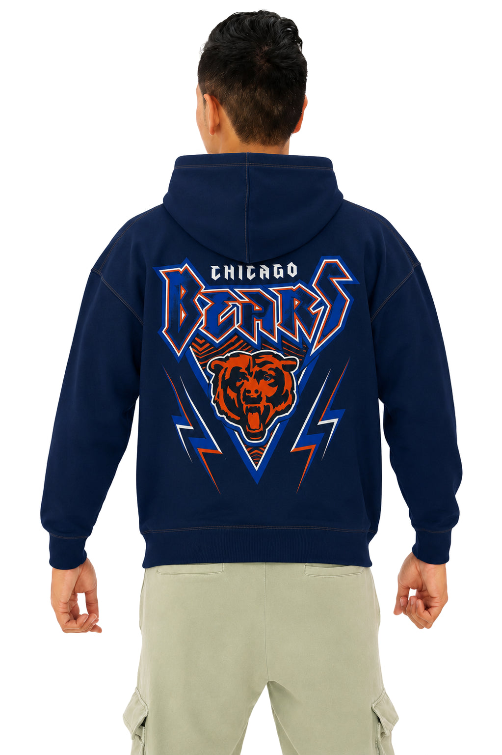 Zubaz NFL Chicago Bears Unisex 90s Vintage Heavy Metal Hoodie