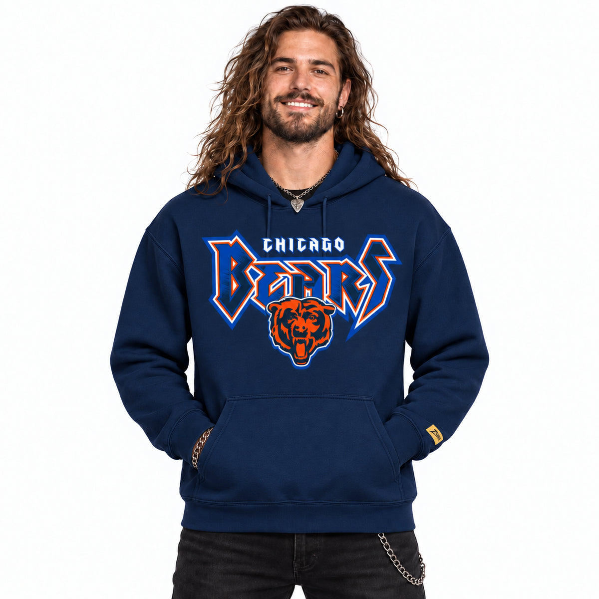 Zubaz NFL Chicago Bears Unisex 90s Vintage Heavy Metal Hoodie