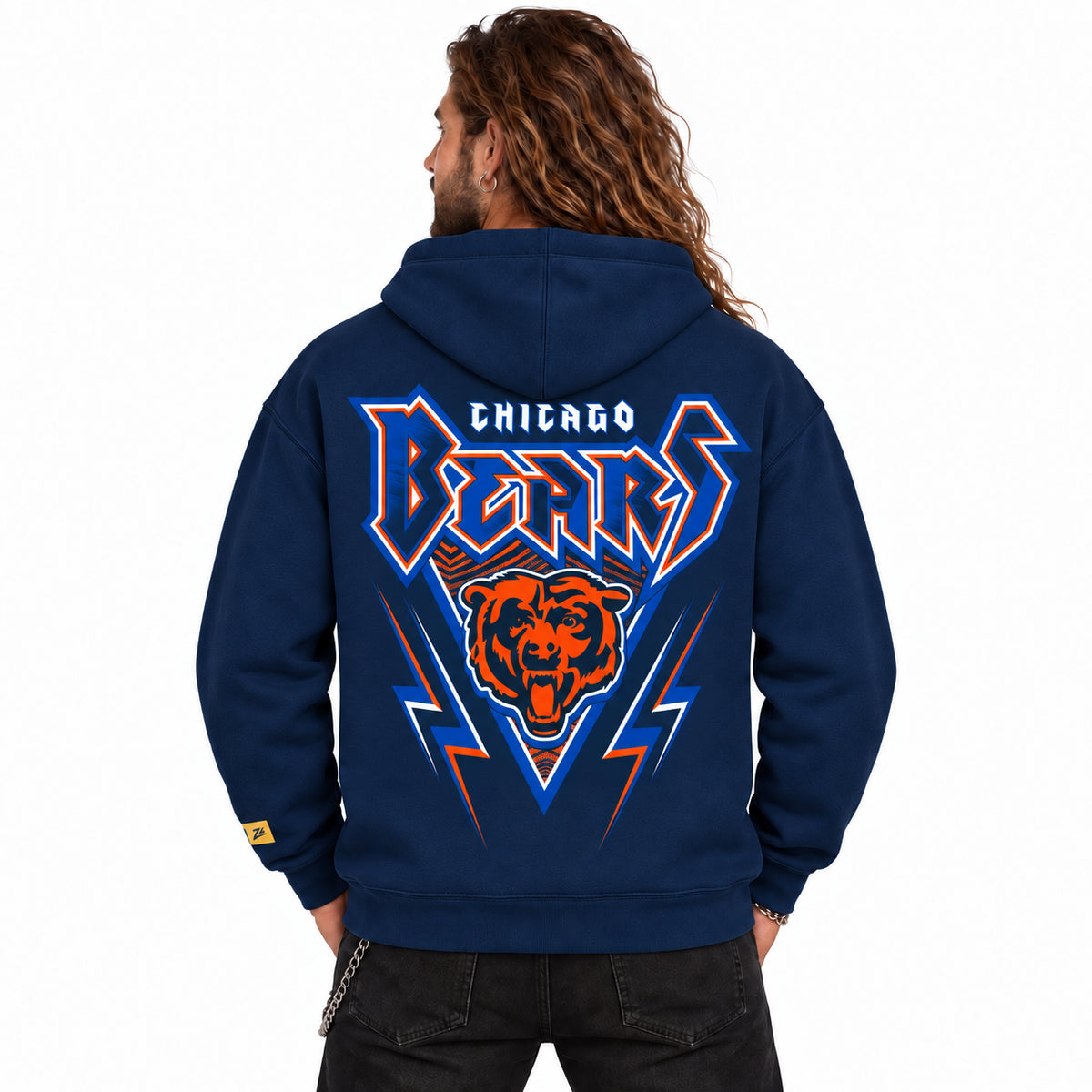 Zubaz NFL Chicago Bears Unisex 90s Vintage Heavy Metal Hoodie