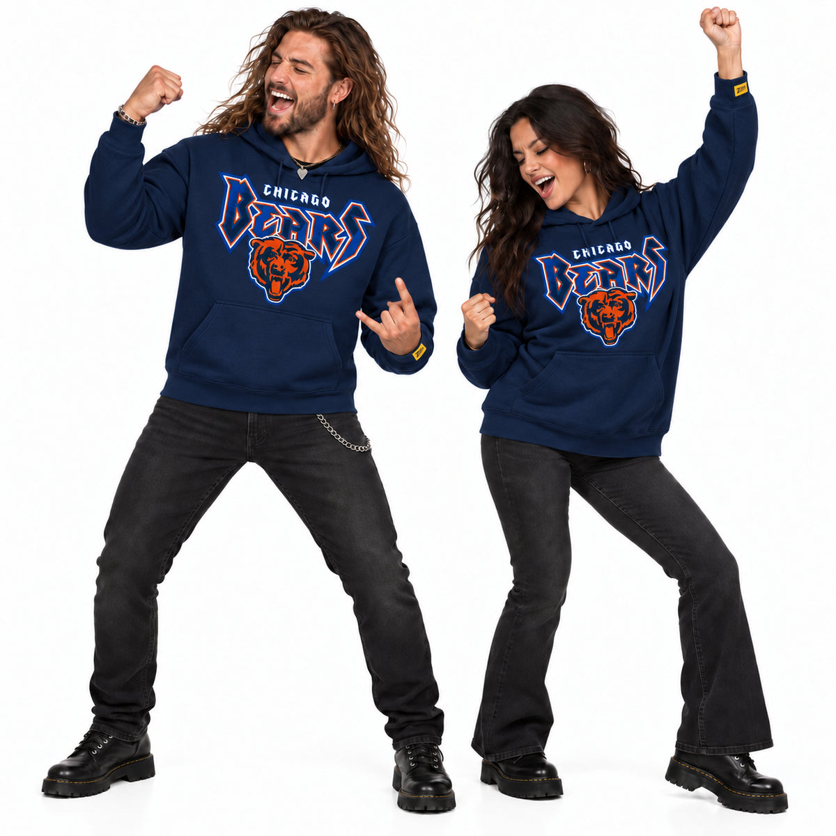 Zubaz NFL Chicago Bears Unisex 90s Vintage Heavy Metal Hoodie