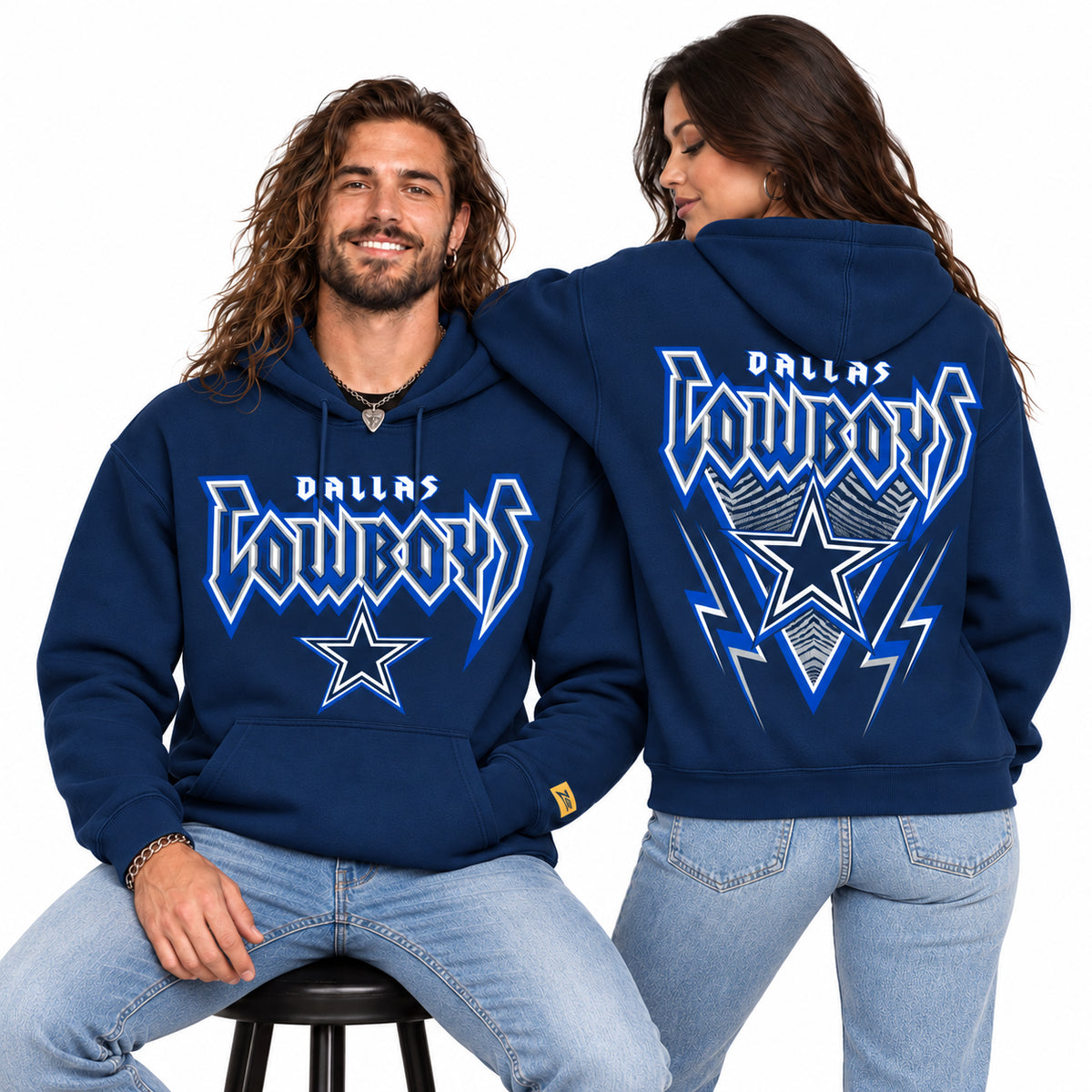 Zubaz NFL Dallas Cowboys Unisex 90s Vintage Heavy Metal Hoodie