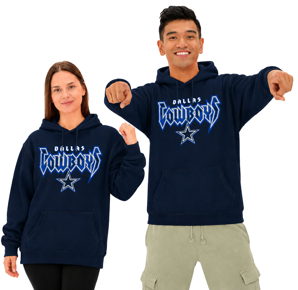 Zubaz NFL Dallas Cowboys Unisex 90s Vintage Heavy Metal Hoodie