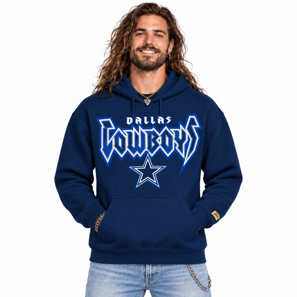 Zubaz NFL Dallas Cowboys Unisex 90s Vintage Heavy Metal Hoodie