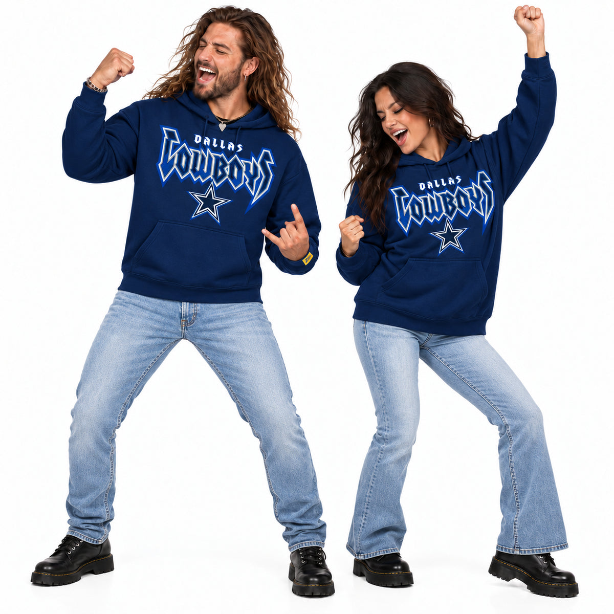Zubaz NFL Dallas Cowboys Unisex 90s Vintage Heavy Metal Hoodie