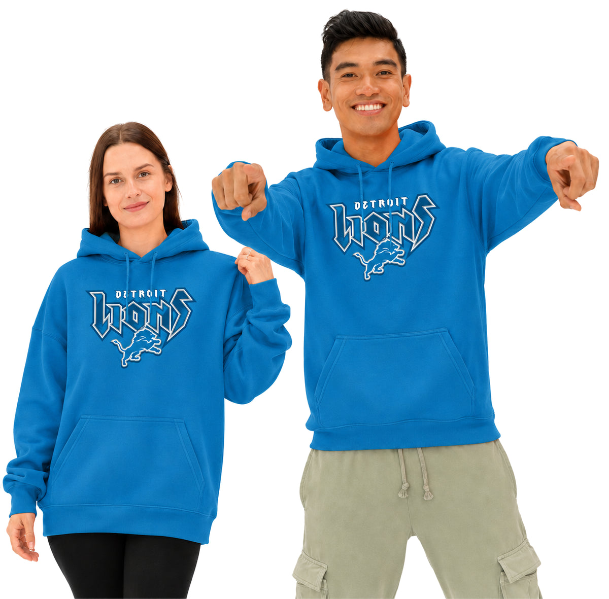 Zubaz NFL Detroit Lions Unisex 90s Vintage Heavy Metal Hoodie