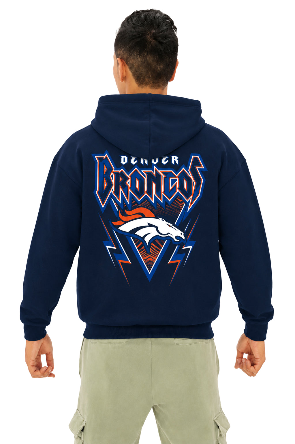 Zubaz NFL Denver Broncos Unisex 90s Vintage Heavy Metal Hoodie