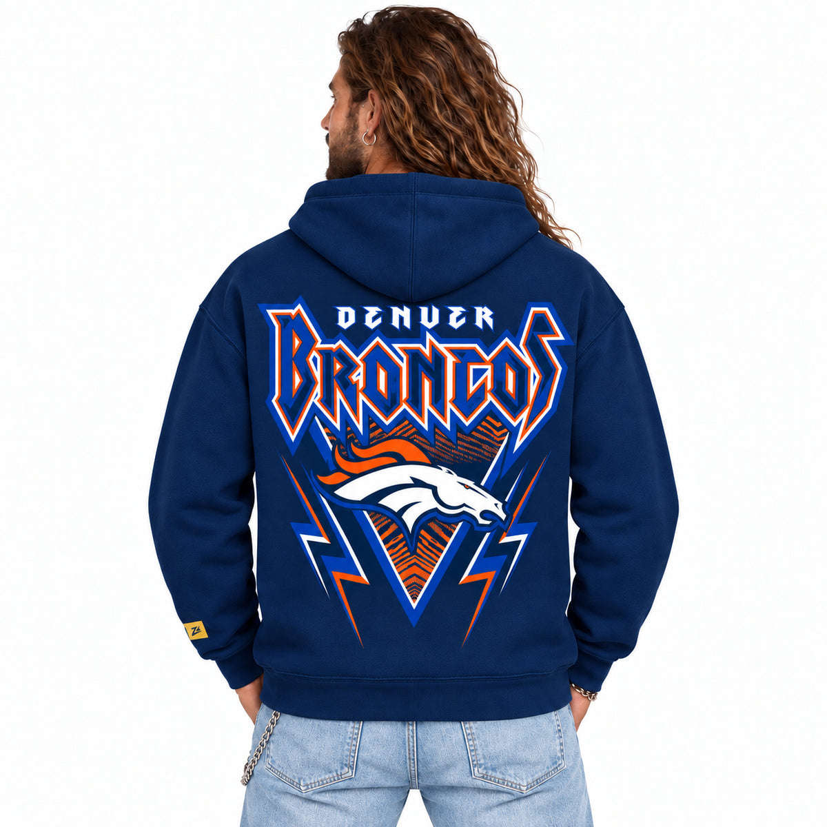 Zubaz NFL Denver Broncos Unisex 90s Vintage Heavy Metal Hoodie