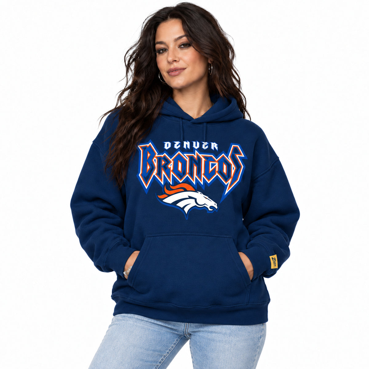 Zubaz NFL Denver Broncos Unisex 90s Vintage Heavy Metal Hoodie