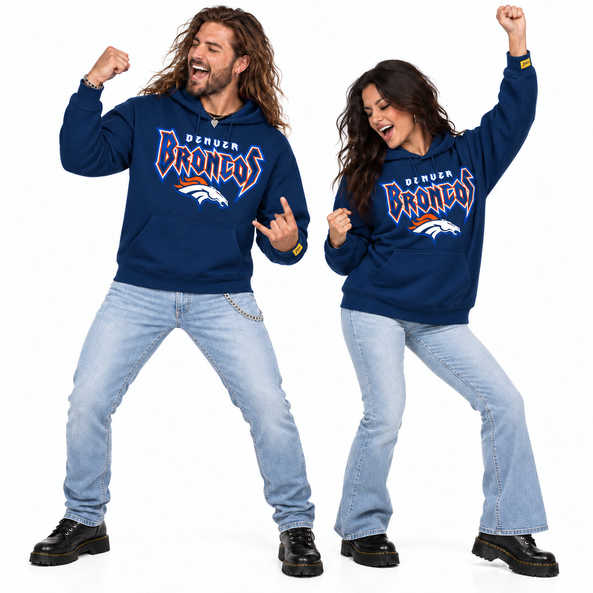 Zubaz NFL Denver Broncos Unisex 90s Vintage Heavy Metal Hoodie