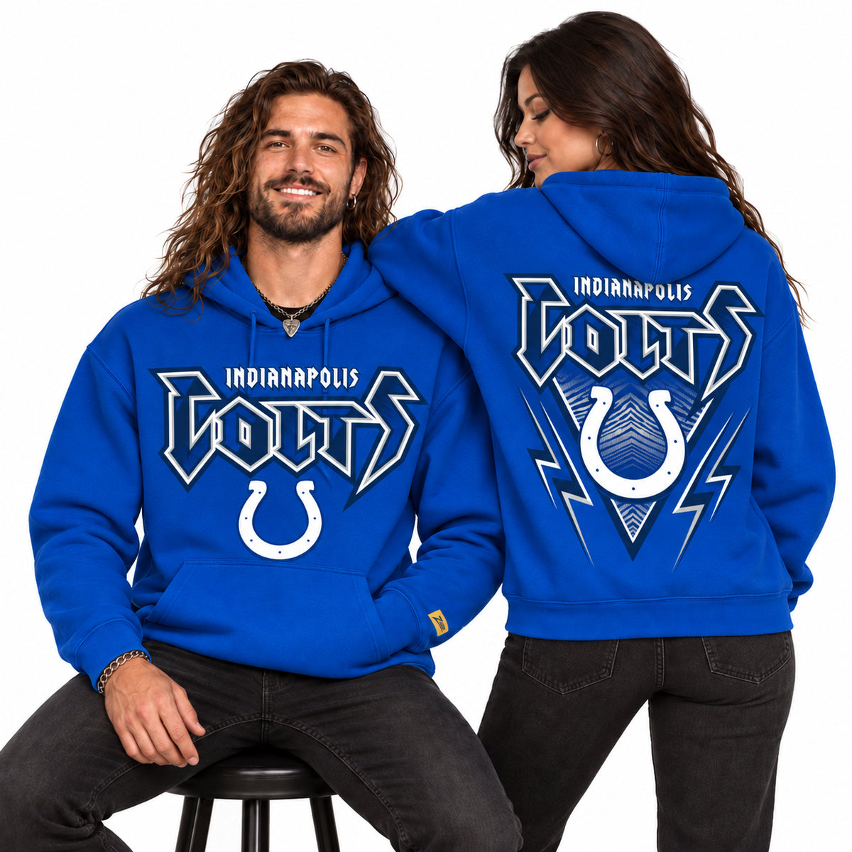 Zubaz NFL Men's & Women's 90s Heavy Metal Hoodie, Indianapolis Colts