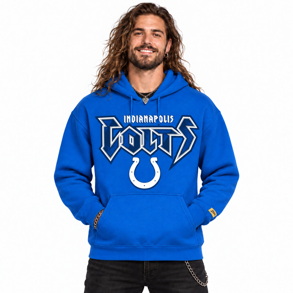 Zubaz NFL Men's & Women's 90s Heavy Metal Hoodie, Indianapolis Colts