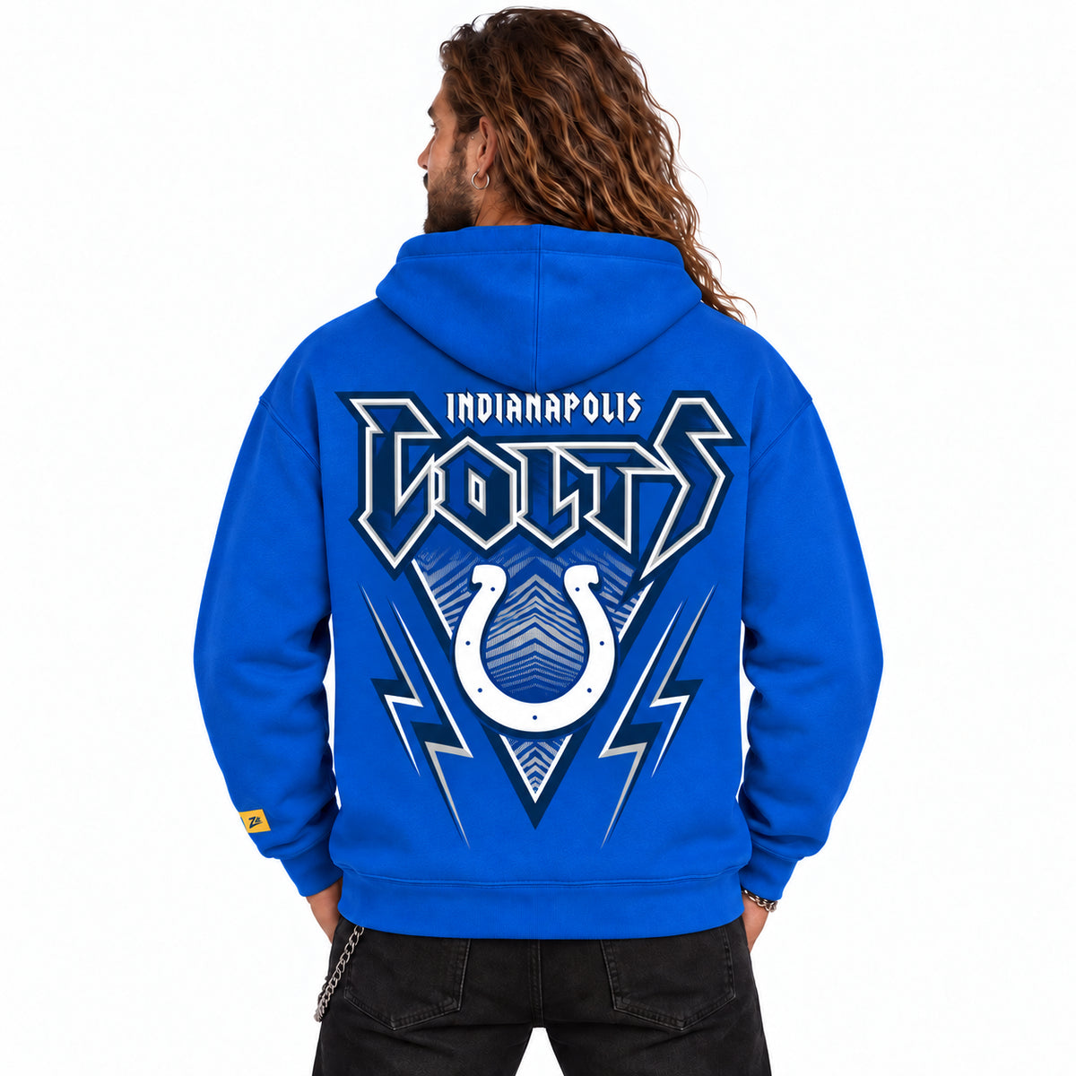 Zubaz NFL Men's & Women's 90s Heavy Metal Hoodie, Indianapolis Colts