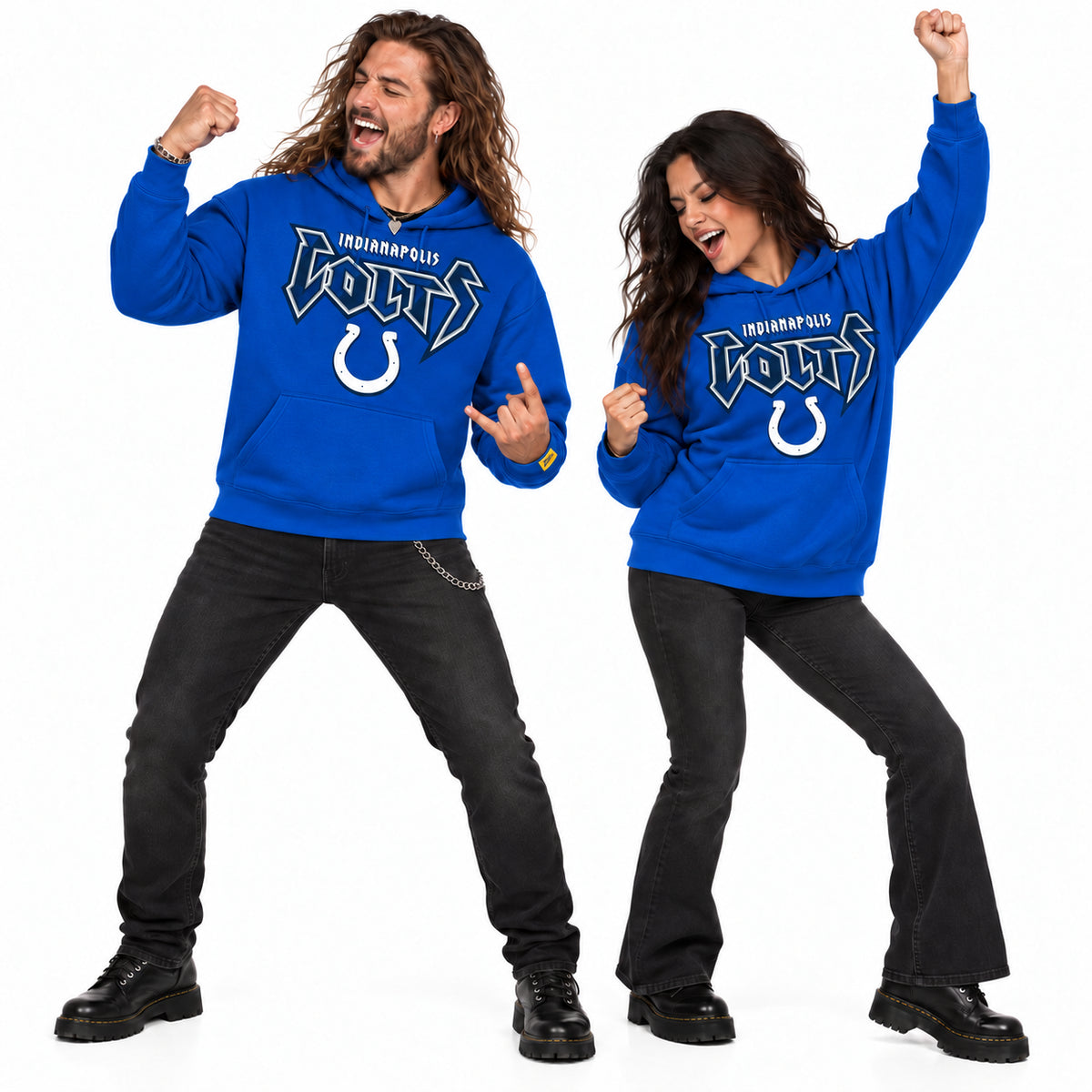 Zubaz NFL Men's & Women's 90s Heavy Metal Hoodie, Indianapolis Colts