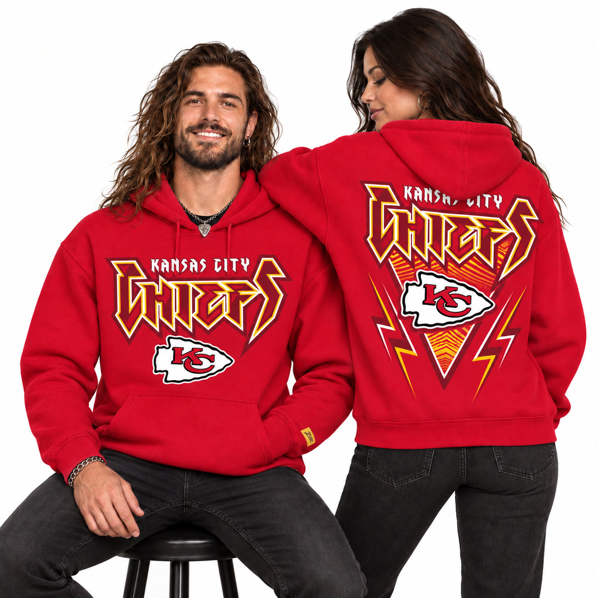 Zubaz NFL Men's & Women's 90s Heavy Metal Hoodie, Kansas City Chiefs