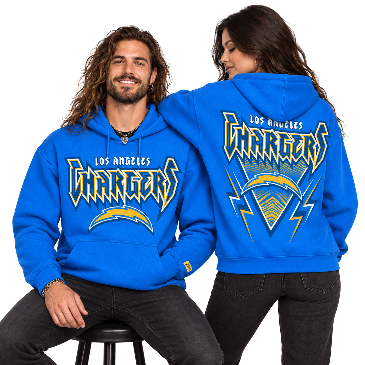 Zubaz NFL Men's & Women's 90s Heavy Metal Hoodie, Los Angeles Chargers