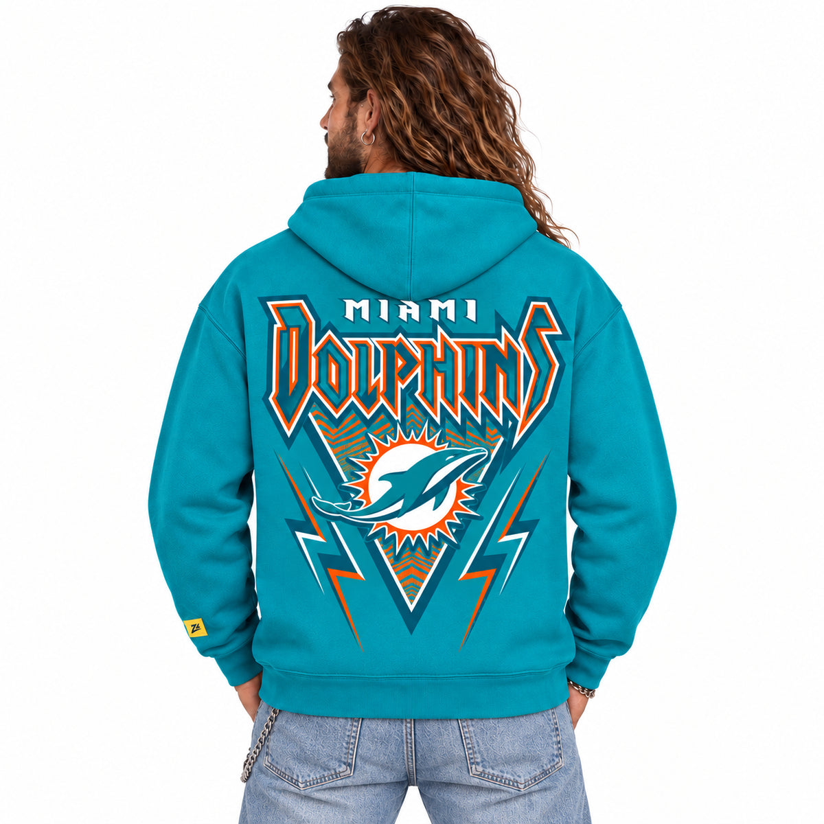 Zubaz NFL Men's & Women's 90s Heavy Metal Hoodie, Miami Dolphins
